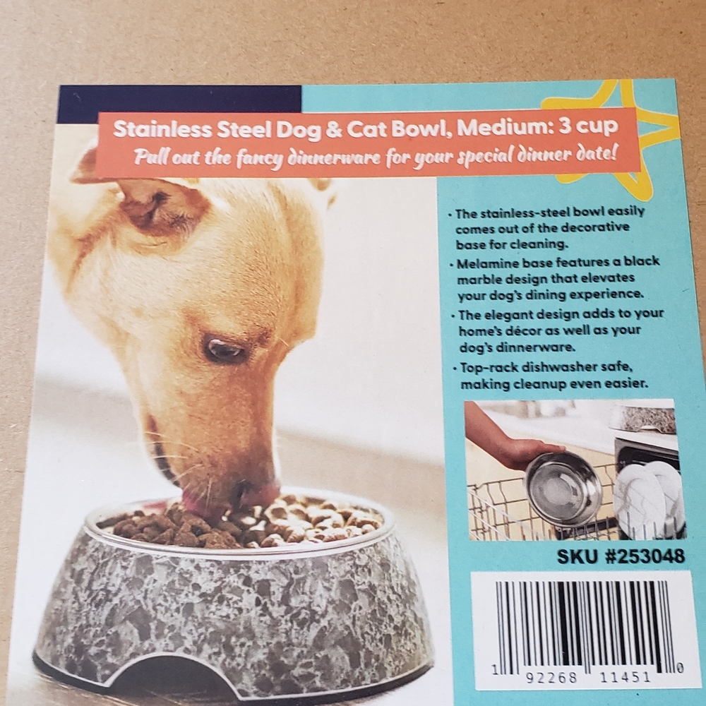 Source Unknown Stainless Steel Dog Bowl with Decorative Base